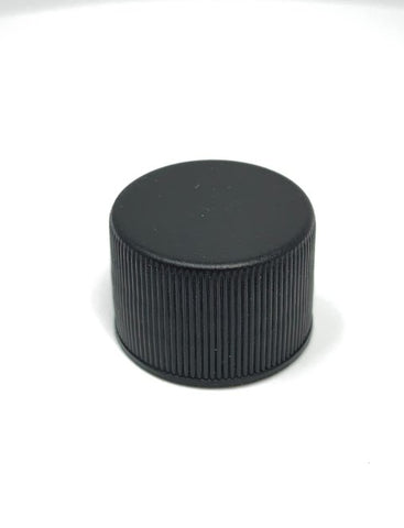 Black 18-415 Flat Cap Fine Ribbed PP Foam Liner and PS Liner Cased 3840 - Rock Bottom Bottles / Packaging Company LLC