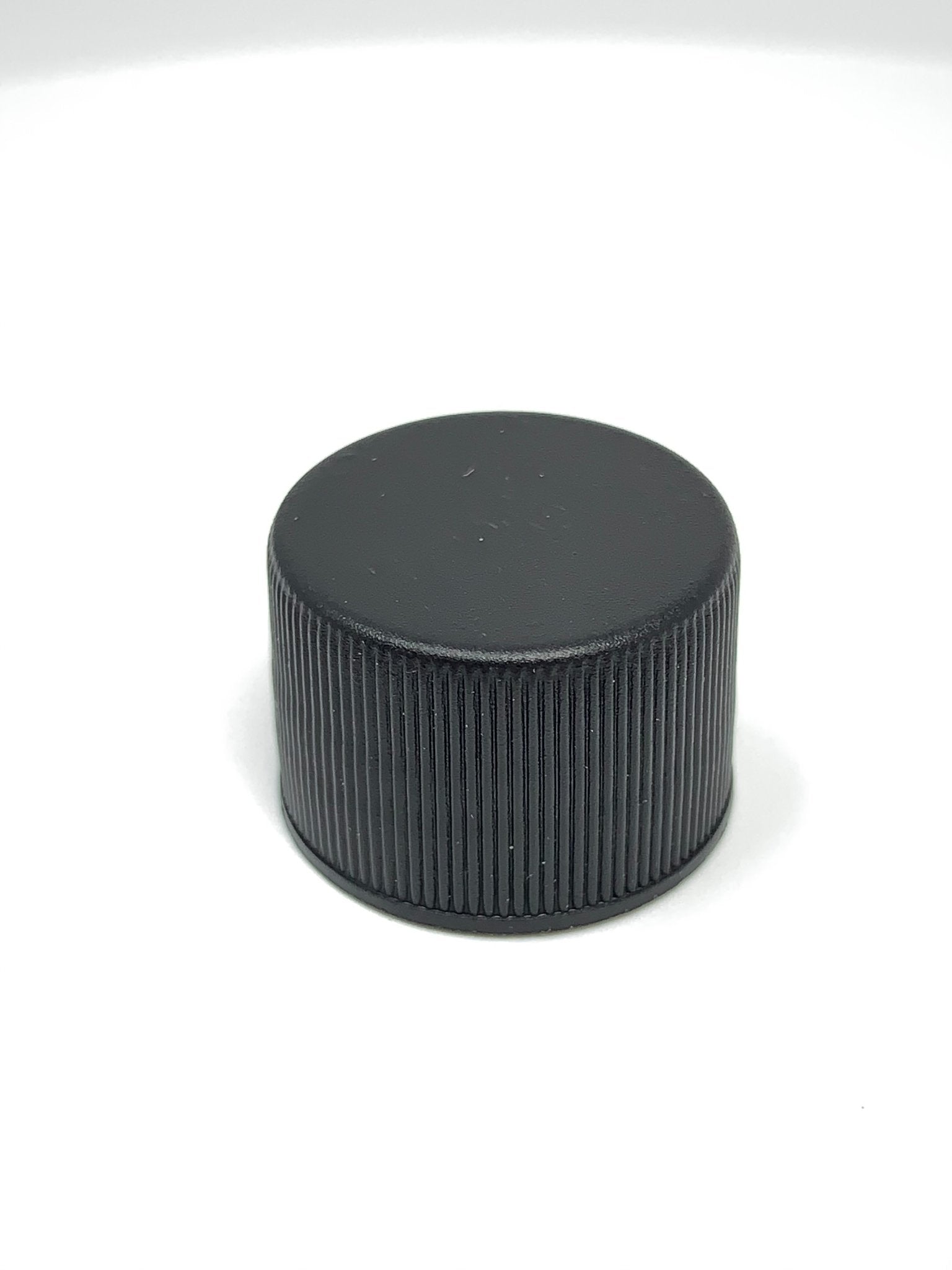 Black 18/415 Flat Cap Fine Ribbed PP Foam Liner - Cased 3840 - Rock Bottom Bottles / Packaging Company LLC