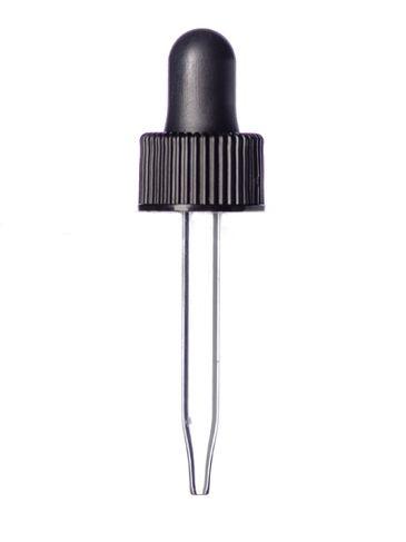 Black Plastic 13-415 Ribbed Dropper (fits 1 dram bottle) - Cased 3456 - Rock Bottom Bottles / Packaging Company LLC