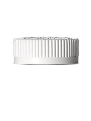 White PP 38-400 child-resistant cap with foam liner and printed pressure sensitive (PS) liner - CASED 1500 - Rock Bottom Bottles / Packaging Company LLC