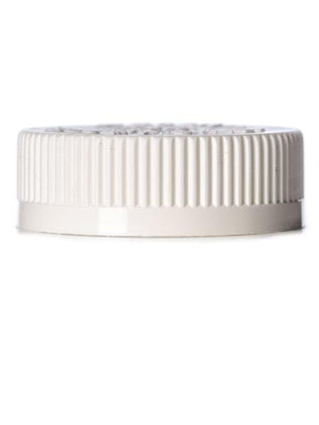 White PP 45-400 child-resistant cap with printed pressure sensitive (PS) liner CASED 1100 - Rock Bottom Bottles / Packaging Company LLC