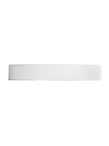 White PP 89-400 ribbed skirt lid with unprinted pressure sensitive (PS) liner 580 per case - Rock Bottom Bottles / Packaging Company LLC